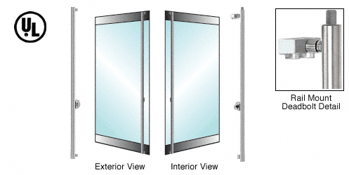 C.R. Laurence CRL Brushed Stainless Left Hand Reverse Roll Top Rail Mount Cylinder/Tumbturn &quot;F&quot; Top Secured Deadbolt Exterior Handle- 3/4&quot; Glass | 3DR130F4R1BS