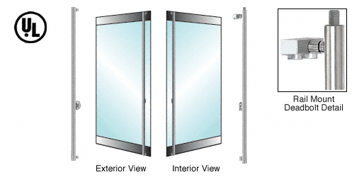C.R. Laurence CRL Brushed Stainless Left Hand Reverse Roll Top Rail Mount Cylinder/Cylinder &quot;F&quot; Top Secured Deadbolt Exterior Handle- 3/4&quot; Glass | 3DR130F4RKBS