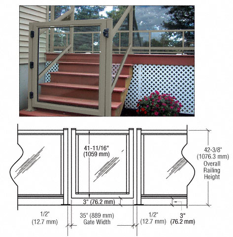 C.R. Laurence CRL Beige Gray 36&quot; 300 Series Aluminum Railing System Gate for 1/4&quot; to 3/8&quot; Glass | 3GG3642BGY