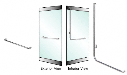 C.R. Laurence CRL Brushed Stainless Left Hand Reverse Rail Mount &quot;A&quot; Exterior Top Securing Dummy Handle for 3/4&quot; Glass | 3H100A4RBS