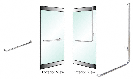 C.R. Laurence CRL Brushed Stainless Right Hand Swing Rail Mount &quot;A&quot; Exterior Top Securing Dummy Handle for 3/4&quot; Glass | 3H100A5RBS
