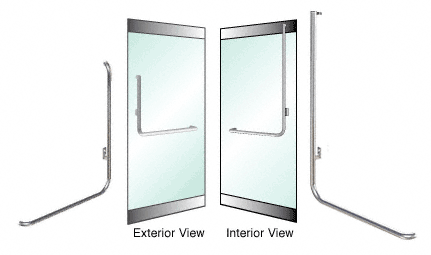 C.R. Laurence CRL Brushed Stainless Right Hand Swing Rail Mount &quot;A&quot; Exterior Top Securing Dummy Handle for 3/4&quot; Glass | 3H100B5RBS