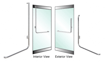 C.R. Laurence CRL Brushed Stainless Left Hand Swing Rail Mount &quot;A&quot; Exterior Top Securing Dummy Handle for 3/4&quot; Glass | 3H100B6RBS