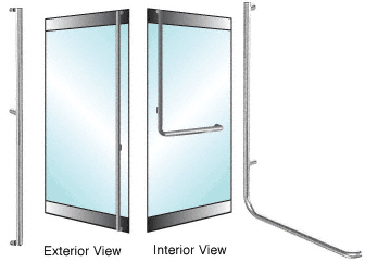 C.R. Laurence CRL Brushed Stainless Left Hand Reverse Rail Mount &quot;F&quot; Exterior Dummy Handle for 3/4&quot; Glass | 3H100F4RBS