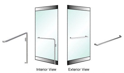 C.R. Laurence CRL Brushed Stainless Right Hand Double Acting Rail Mount &quot;A&quot; Exterior Dummy Handle for 3/4&quot; Glass | 3H110A1RBS