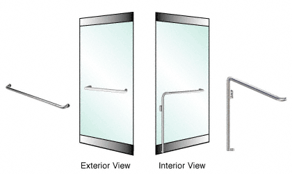 C.R. Laurence CRL Brushed Stainless Left Hand Double Acting Rail Mount &quot;A&quot; Exterior Dummy Handle for 3/4&quot; Glass | 3H110A2RBS