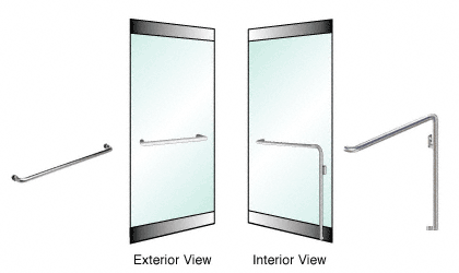 C.R. Laurence CRL Brushed Stainless Right Hand Swing Rail Mount &quot;A&quot; Exterior Dummy Handle for 3/4&quot; Glass | 3H110A5RBS