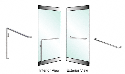 C.R. Laurence CRL Brushed Stainless Left Hand Swing Rail Mount &quot;A&quot; Exterior Dummy Handle for 3/4&quot; Glass | 3H110A6RBS