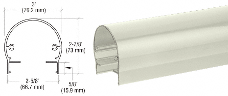 C.R. Laurence CRL Oyster White 300 Series Top Rail 20&#39;-1&quot; Long | 3TR2410W