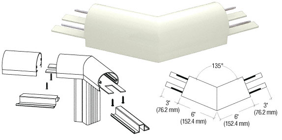 C.R. Laurence CRL Oyster White 300 Series Top Cap 135 Degree Corner | 3TRH30W