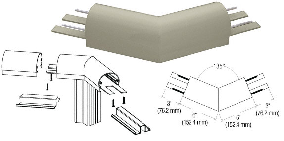 C.R. Laurence CRL Beige Gray 300 Series Top Cap 135 Degree Corner | 3TRH3BGY
