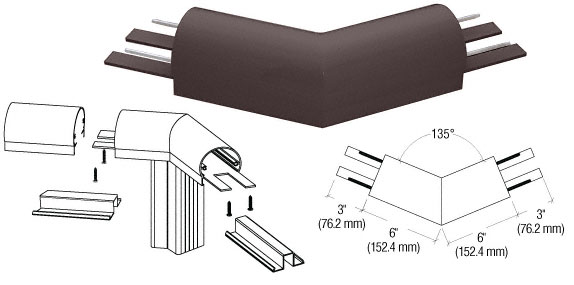 C.R. Laurence CRL Matte Bronze 300 Series Top Cap 135 Degree Corner | 3TRH3BRZ