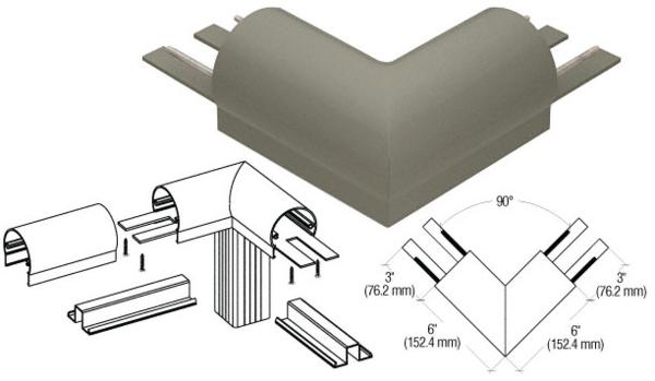 C.R. Laurence CRL Beige Gray 300 Series Top Cap 90 Degree Corner | 3TRHBGY