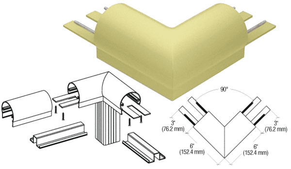 C.R. Laurence CRL Chromate (Unfinished) 300 Series Top Cap 90 Degree Corner | 3TRHCRM