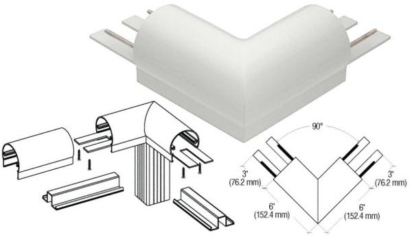 C.R. Laurence CRL Sky White 300 Series Top Cap 90 Degree Corner | 3TRHW