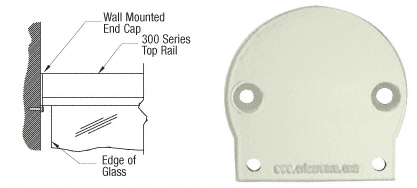 C.R. Laurence CRL Oyster White 300 Series Wall Mount End Cap | 3WEC0W