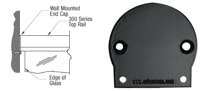 C.R. Laurence CRL Matte Black 300 Series Wall Mount End Cap | 3WECBL