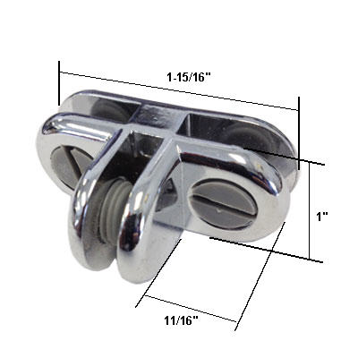 Chrome 3-Way Metal Glass Display Connector for 1/8&quot;, 3/16&quot; and 7/32&quot; Glass | MG9003C