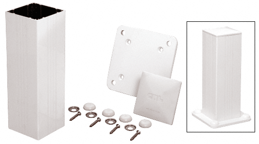 C.R. Laurence CRL Standard Sky White 4&quot; x 4&quot; Surface Mount Post Kit - 42&quot; Long | 4P42KW