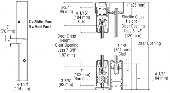 C.R. Laurence CRL OX/XO Satin Brass SSR 4&quot; Square Sliding Door System | 4SSR2CSB