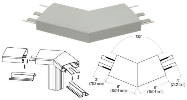 C.R. Laurence CRL Agate Gray 400 Series Top Cap 135 Degree Corner | 4TRH3AGY