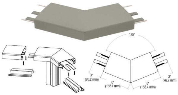 C.R. Laurence CRL Beige Gray 400 Series Top Cap 135 Degree Corner | 4TRH3BGY