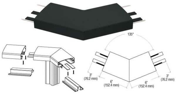 C.R. Laurence CRL Matte Black 400 Series Top Cap 135 Degree Corner | 4TRH3BL