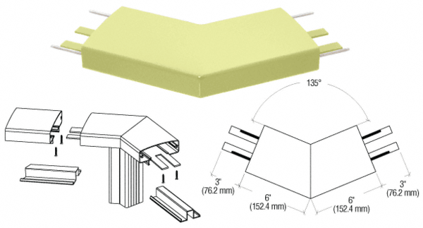 C.R. Laurence CRL Chromate (Unfinished) 400 Series Top Cap 135 Degree Corner | 4TRH3CRM
