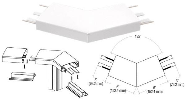 C.R. Laurence CRL Sky White 400 Series Top Cap 135 Degree Corner | 4TRH3W