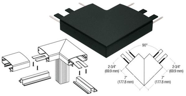 C.R. Laurence CRL Matte Black 400 Series Top Cap 90 Degree Corner | 4TRHBL
