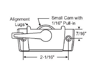 Sash Cam Lock With Lugs, Small Cam - 7/16&quot; Backset 2-1/16&quot; Mounting Holes (Keeper is not included) | 50-382-8 | 503828