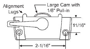 Sash Cam Lock With Lugs, Large Cam, 11/16&quot; Backset, 2-1/16&quot; Mounting Holes (Keeper is not included) | 50-383-4 | 503834