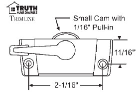 White Sweep Lock, 2-1/16&quot; Between Mounting Holes,  Zinc Die Cast | 50-385-3 | 503853