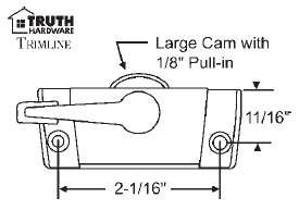 Clay Sweep Lock, 2-1/16&quot; Between Mounting Holes,  Zinc Die Cast | 50-387-6 | 503876