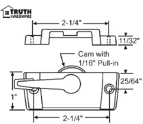 Black Sash Lock With 2-1/4&quot; Screw Holes and 7/16&quot; Hole Backset Without Lugs | 50-418-10  | 5041810