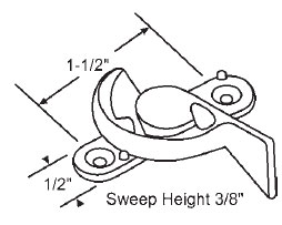 Sweep Lock, 1-1/2&quot; Between Mounting Holes, Zinc Die Cast | 50-607  | 50607