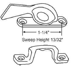 White Bronze Sweep Lock, 1-1/4&quot; Between Mounting Holes, Bronze Casting | 50-655A  | 50655A