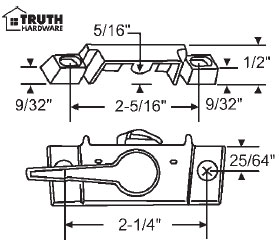 White Sweep Lock with Keeper, 2-1/4&quot; Between Mounting Holes, Zinc Die Cast | 50-827-46  | 5082746
