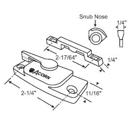 White Sweep Lock and Keeper, 2-1/4&quot; Between Mounting Holes | 50-915  | 50915