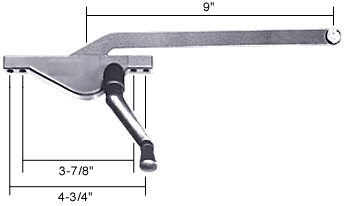 C.R. Laurence CRL 9&quot; Left Hand Aluminum Teardrop Style Window Casement Operator | 5009LHAL