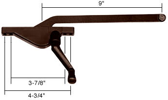 C.R. Laurence CRL 9&quot; Left Hand Bronze Teardrop Style Window Casement Operator | 5009LHBRZ