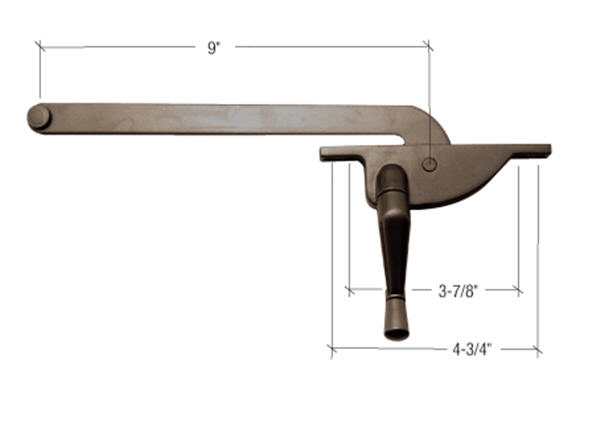 C.R. Laurence CRL 9&quot; Right Hand Bronze Teardrop Style Window Casement Operator | 5009RHBRZ
