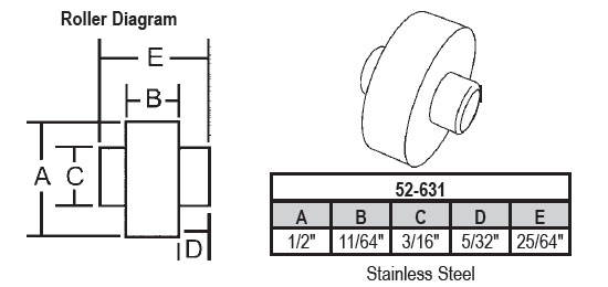 1/2&quot; Stainless Steel Sliding Window Replacement Roller with Fixed Axle - Package | 52-631  | 52631