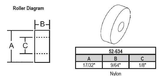17/32&quot; Nylon Sliding Window Replacement Roller - Package | 52-634  | 52634