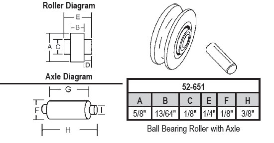 5/8&quot; Concave Metal Sliding Window Replacement Roller with  Axle - Package | 52-651 | 52651