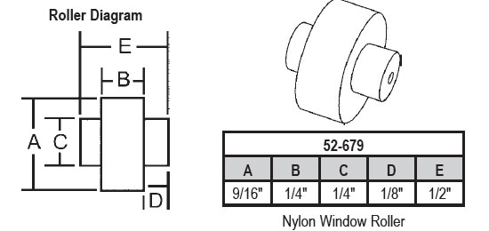 9/16&quot; Nylon Sliding Window Replacement Roller with Fixed Axle - Package | 52-679  | 52679