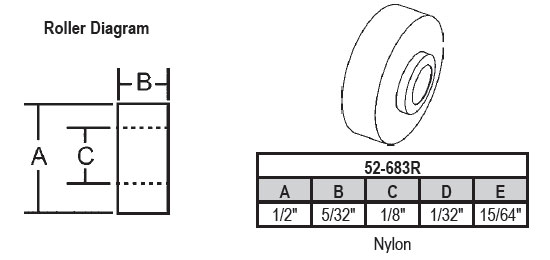 TechnologyLK STB Sliding Window Replacement Roller, Nylon Wheel, 1/2&quot; Diameter - Package | 52683R