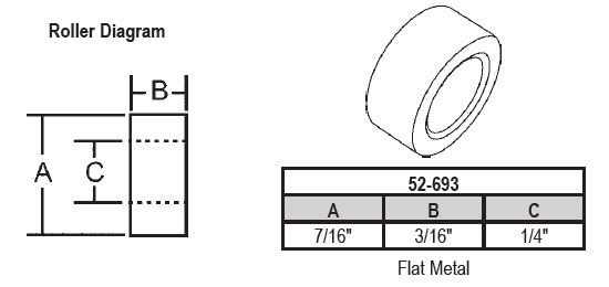 7/16&quot; Flat Metal Sliding Window Replacement Roller - Package | 52-693  | 52693