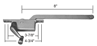 C.R. Laurence CRL 8&quot; Left Hand Aluminum Square Style Casement Window Operator | 5258LHAL