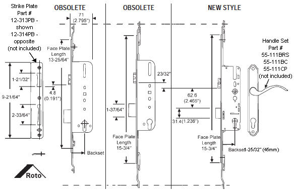 Gear Box for Roto Handle Set Assembly, New Style, 1-25/32&quot; Backset, Swing Door, Roto | 56105SV